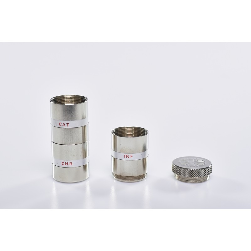 Vasetto triplo a colonna in metallo per oli santi