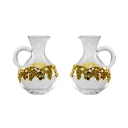 Brocchetta vetro ricambio per art. A1096  decoro uva dorato 140 cc.