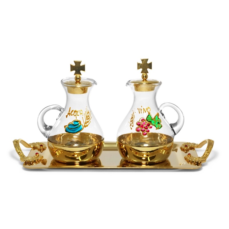 Brocchette vetro decoro dipinto a mano 130 cc.