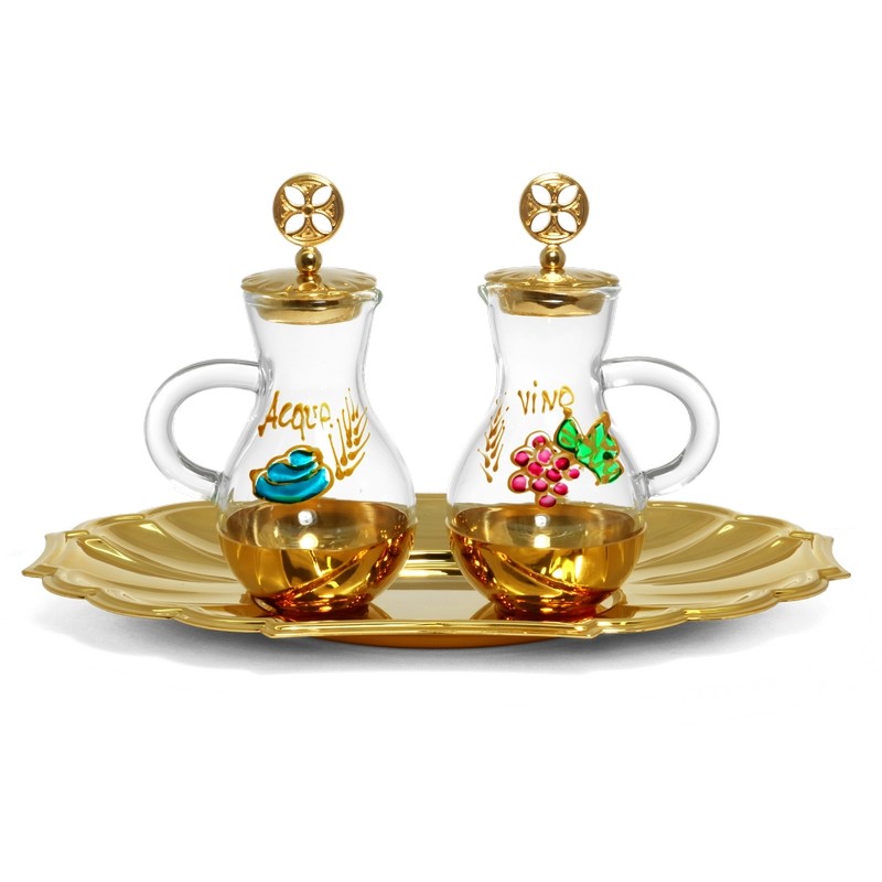 Brocchette vetro decoro dipinto a mano 75 cc.