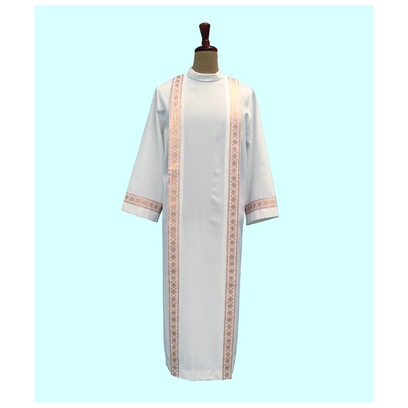 Tunica Comunione piegoni losanga oro greca cm. 5