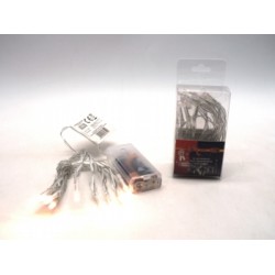 10 Led bianco caldo filo trasparente a batteria