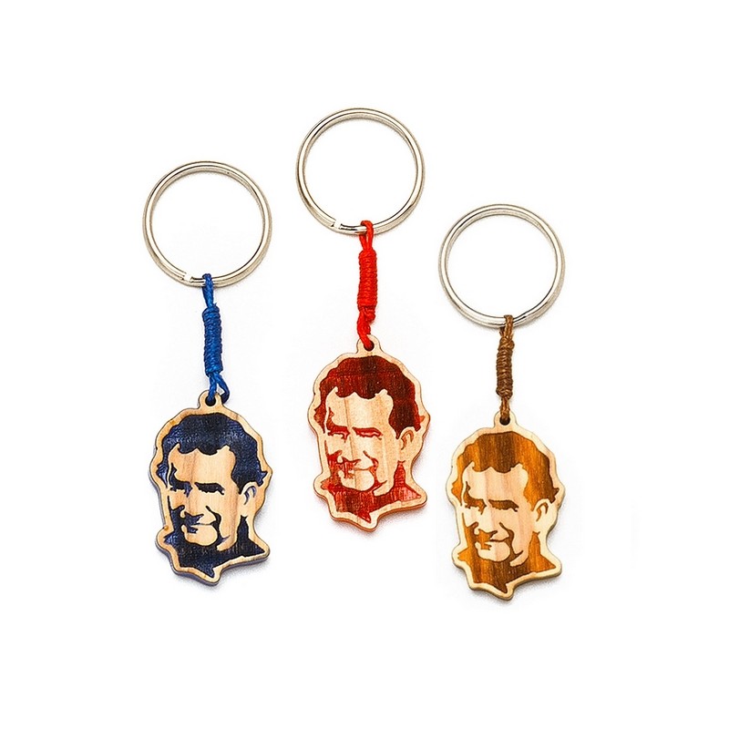 Portachiavi in ulivo viso Don Bosco