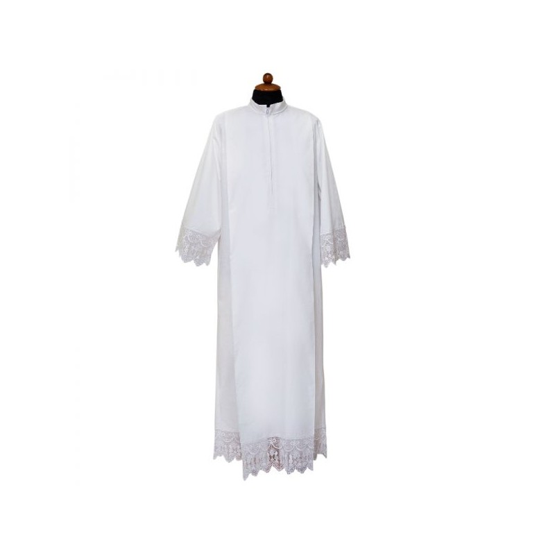 Camice con piegoni merletto croce e calice taglia 145 bianco