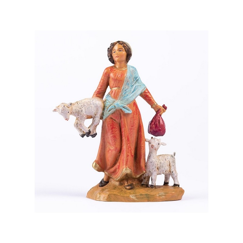 Donna con caprette cm 12