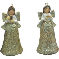 Angioletto campanello veste champagne resina cm. 10