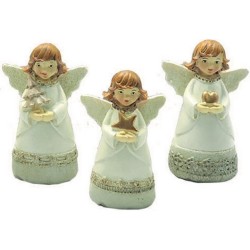 Angioletto panna in resina veste ricamata cm. 11