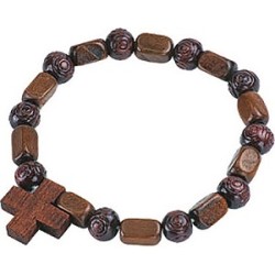 Bracciale in legno legatura elastico con croce