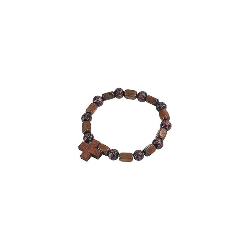 Bracciale in legno legatura elastico con croce