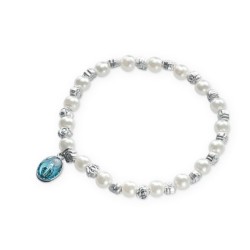 Braccialetto vetro perlato con croce