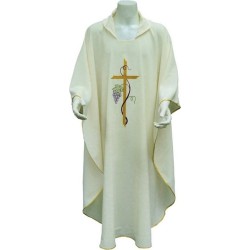 Casula ricamo Croce, tralcio, uva