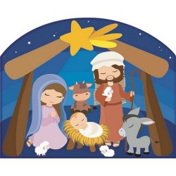 Tavoletta in legno Natività naif