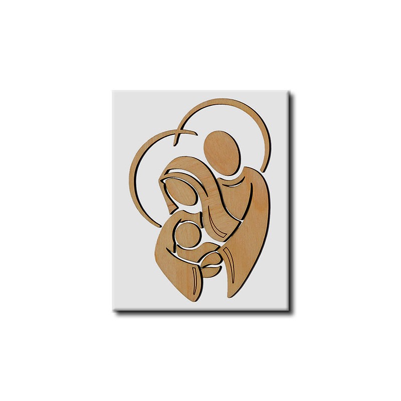 Quadro Sacra Famiglia in rilievo su legno laccato 40x50
