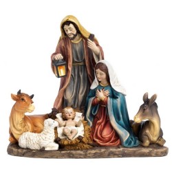 Gruppo Natività in resina con asino e bue