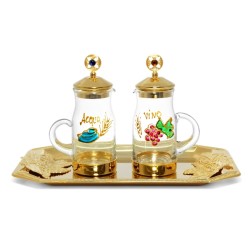 Brocchette vetro decorato vassoio dorato 130 cc.