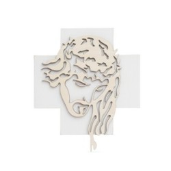 Croce Volto di Cristo in legno cm. 16,5x16,5