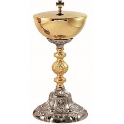 Pisside ottone dorato 24K base in fusione e nodo barocco