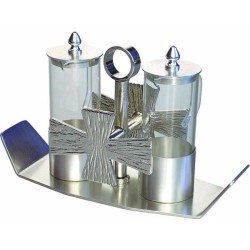 Servizio ampolline con vassoio croci in ottone argentato