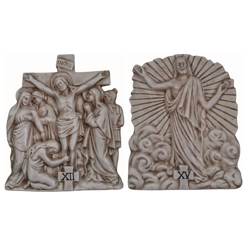 Serie 15 Via Crucis in ceramica cm. 25x30