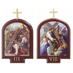Serie 15 Via Crucis legno tinto mogano cm. 13,5x20,5