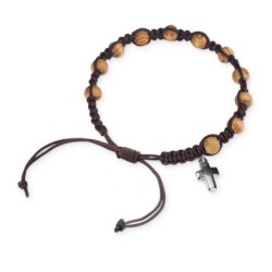 Bracciale in legno legatura corda con croce