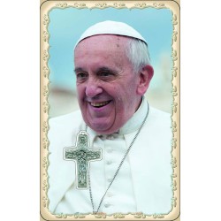 Immaginetta plastificata Papa Francesco con crocetta incorporata