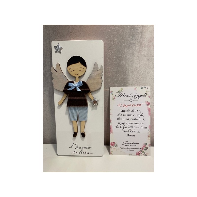 Quadretto "Angelo Custode" azzurro con preghiera