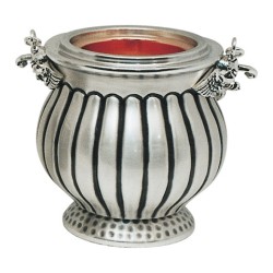 Secchiello ottone cesellato a mano argentato interno rame