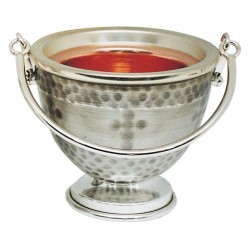 Secchiello ottone martellato argentato interno rame