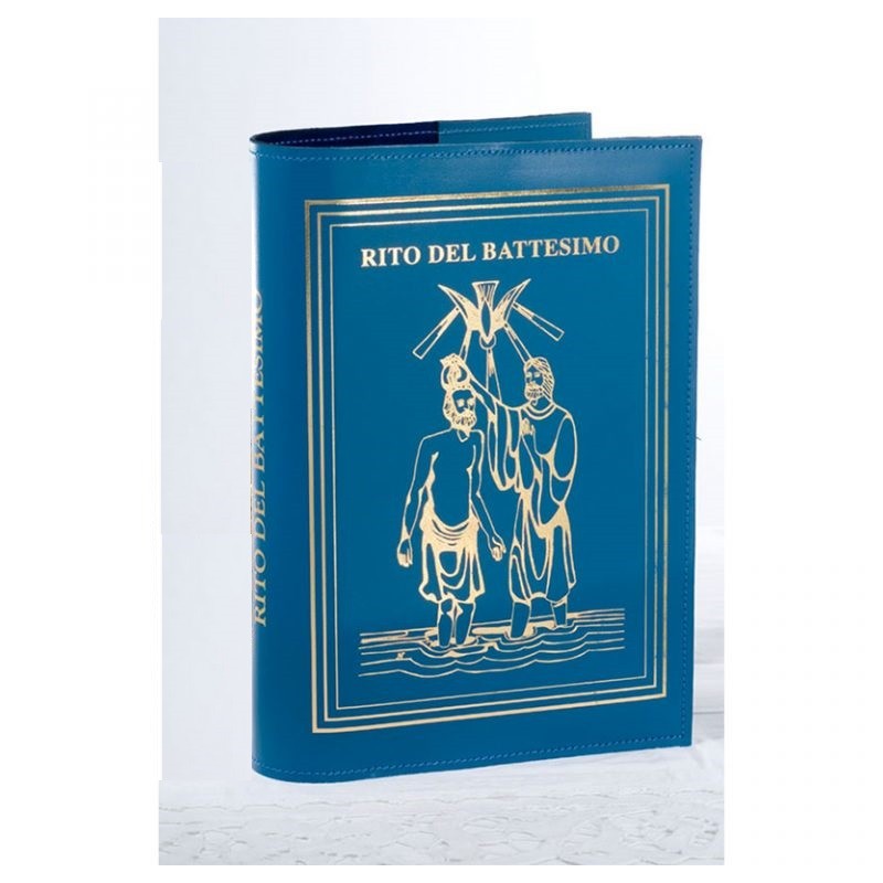 Coprilibro in vero cuoio per il rito del Battesimo