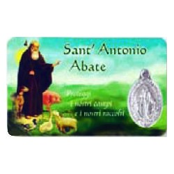 Tesserina con medaglia e preghiera S. Antonio Abate