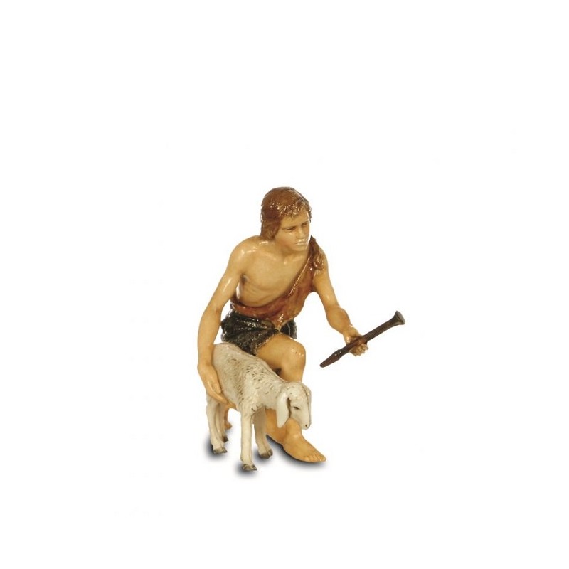 Pastore in ginocchio con pecora cm. 13