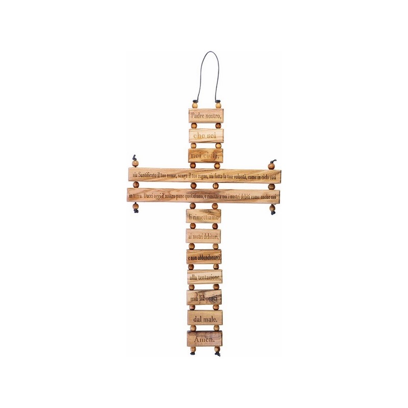 Croce in legno ulivo Padre Nostro cm. 22