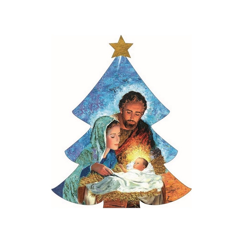 Alberello in legno con Natività da appendere