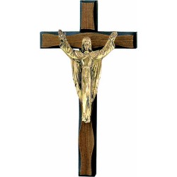 Croce in noce lavorato con Cristo Redentore cm. 17