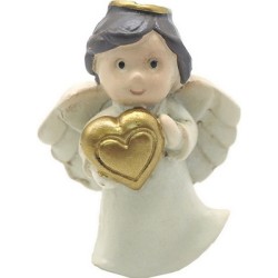 Angioletto con cuoricino resina cm. 6