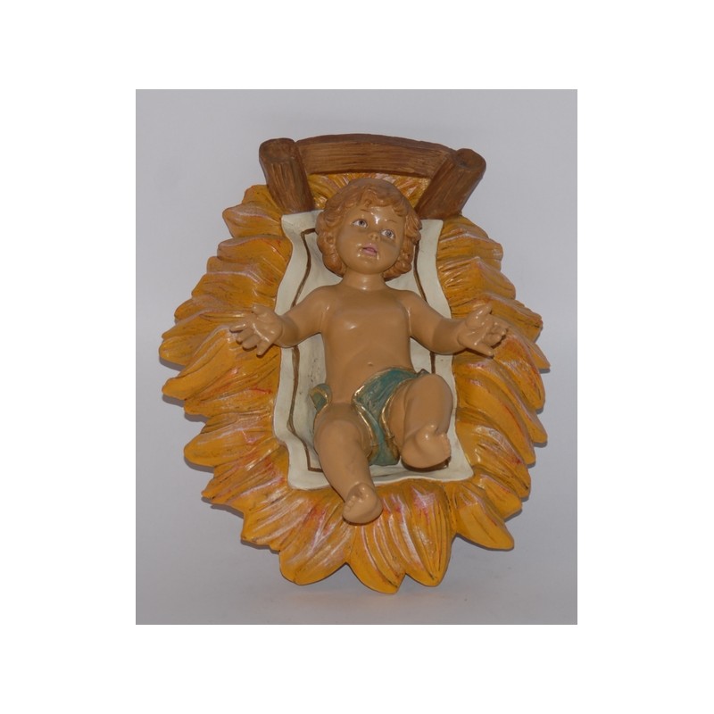 Gesù Bambino in culla in plastica cm. 45