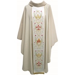 Casula in tessuto Vaticano poliestere con stolone ricamato