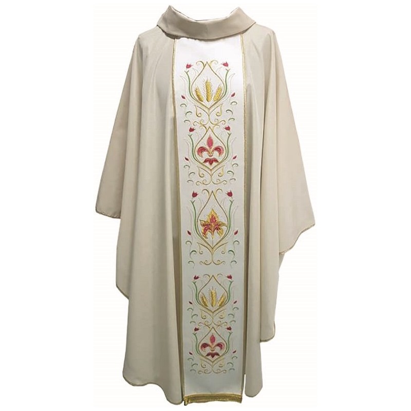 Casula in tessuto Vaticano poliestere con stolone ricamato