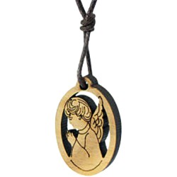 Ciondolo in ulivo Angelo in preghiera cm. 2,2