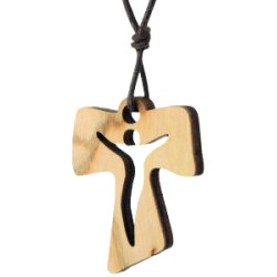 Ciondolo in ulivo Croce Tau cm. 3,2