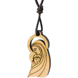 Ciondolo in ulivo Madonna con Bimbo cm. 2,5