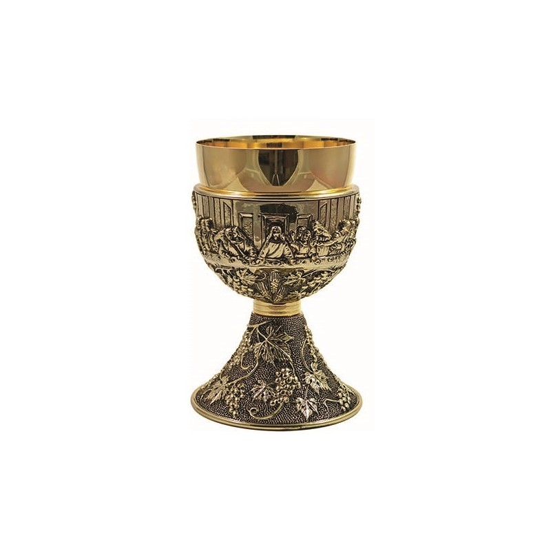 Calice in ottone dorato Ultima Cena cm. 18