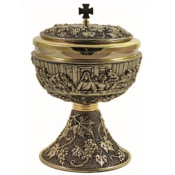 Pisside in ottone dorato Ultima Cena cm. 15