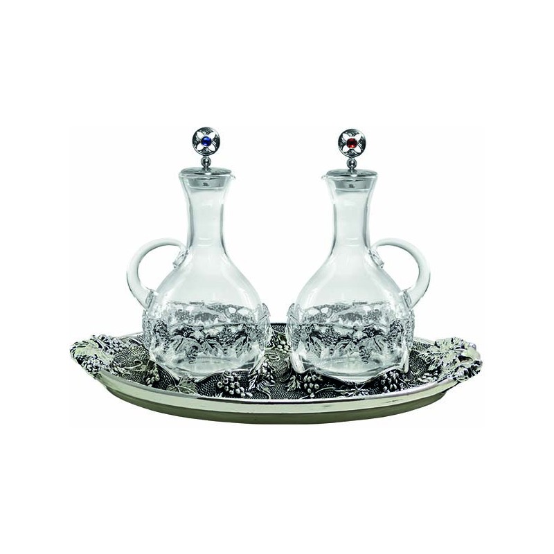 Servizio ampolline decorate con vassoio uva e vite cc. 200