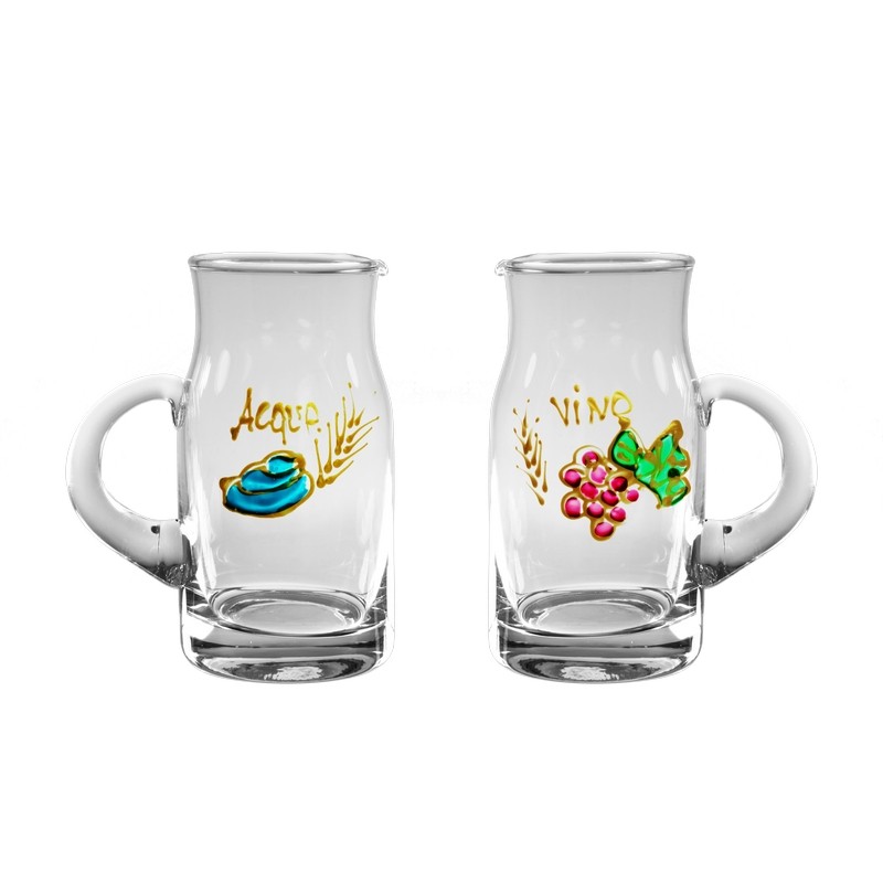 Coppia brocchette ricambio vetro decorato a mano 130 cc.