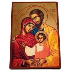 Icona Sacra Famiglia stampa anticata fondo oro