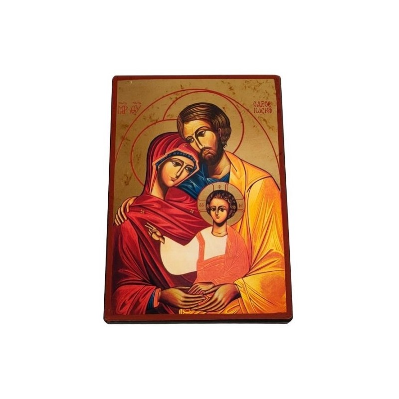 Icona Sacra Famiglia stampa anticata fondo oro