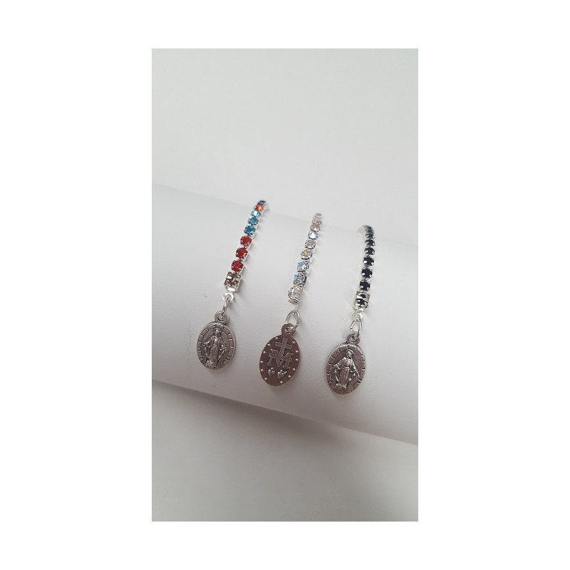 Bracciale "tennis" in cristallo con medaglia