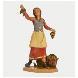 Donna con uva e cesto cm 9,5